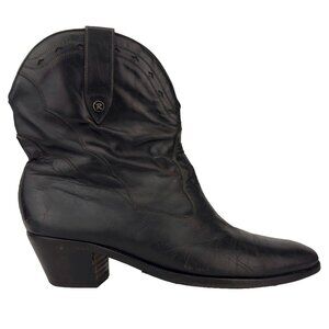 VTG ROMANI Cowboy Leather Black Ankle Boots sz 8 D